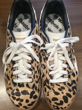 Reebok Classic Leopard Print Sneakers - Tan & Black